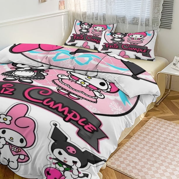 Kuromi Print Bedding Set Pattern Duvet Cove Set 3 Pieces 1 Quilt Cover And 2 Pillowcases for Women Men Teens