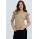 thumbnail image 1 of Polera Mujer Con Vuelo Rib Recogido Beige Oscuro, 1 of 4