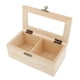 thumbnail image 2 of Caja de joyería de madera lisa Caja de organizador de caja de té Caja de almacenamiento con cerradura 2 ranuras, 2 of 3