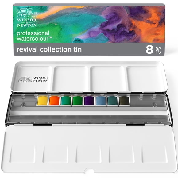 Acuarelas Winsor & Newton Revival – Set de 8 medias pastillas