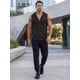 thumbnail image 2 of INSPIRE CHIC Camiseta sin mangas con capucha para hombre, cierre de cremallera, sólida, para entrenamiento muscular, sin mangas, 2XL, negro, 2 of 5