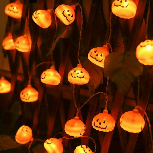 1pc Halloween Pumpkin String Lights Battery Operated 10Ft 20 LED Orange Pumpkins Fairy Light Indoor Outdoor Spooky Decorations For Halloween Thanksgiving Fall Bedroom Fireplace Party Patio