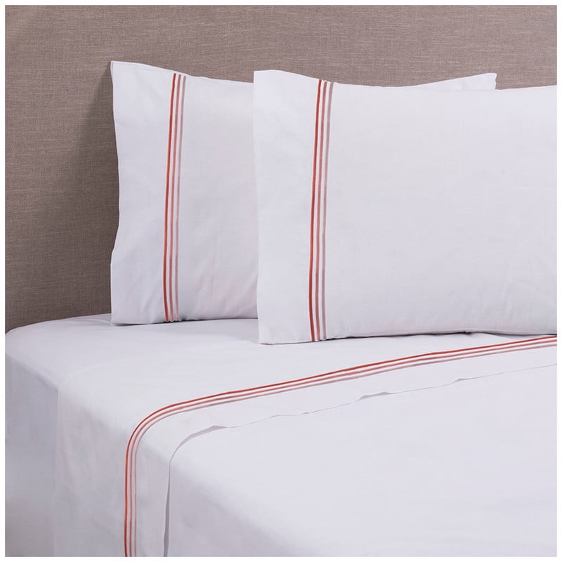 Mashini - Juego De Sábanas 144 Hilos 2 Plaza Line Terracota