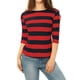 thumbnail image 5 of INSPIRE CHIC Camisetas a Rayas de Regreso a Clases para Mujer Ajuste Ceñido Mangas al Codo Cuello de Barco T-Shirt L Rojo Azul, 5 of 7