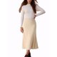 thumbnail image 2 of INSPIRE CHIC Falda de Punto A-Line para Mujer con Cintura Alta Elástica y Tejido Acanalado, Falda Midi de Suéter M Beige, 2 of 6