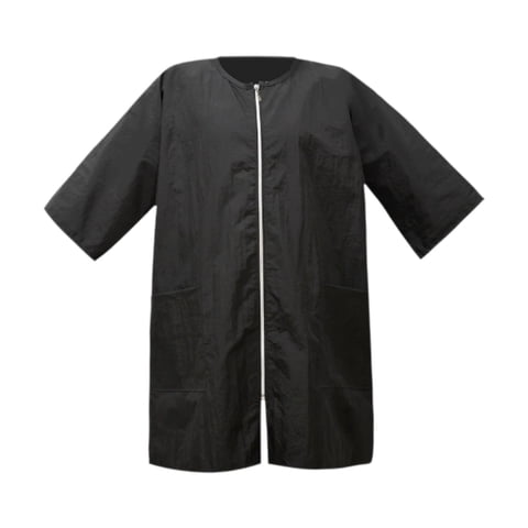 Magideal - Salón Smock Delantal Uniforme De Barbero Con Cierre Cremallera Mangas Y Bolsillos Prenda Impermeable Poliéster Adecuado Para Peluquería Barbería Esti Negro