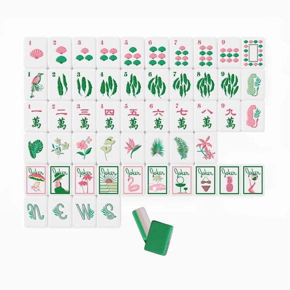 Set de Mahjong ZJXYM de 160 fichas con diseño de hoja de palma