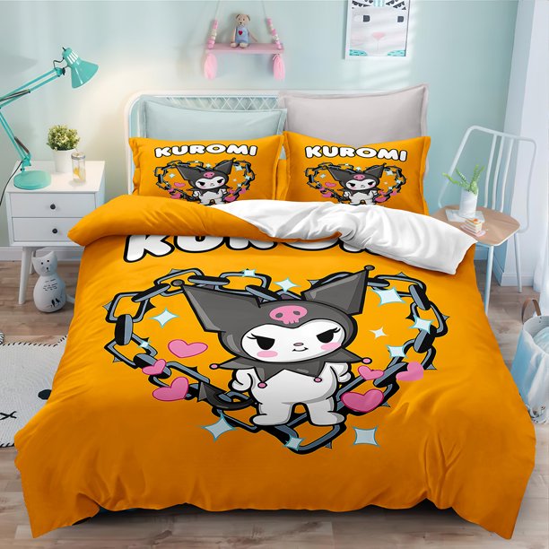 Ku-romi 3 Pcs Comforter Set with 2 Pillowcases,Kuro-mi Bedding Set Sheet Set for Kids Adults,All Season Lightweight