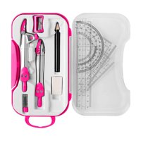 Magideal - Kit De Geometría Matemática, Juego De Brújula, Transportador, Regla Triangular, Papelería, Escolaridad Con Estuche De Almacenamiento Para Dibujo, , Rosado