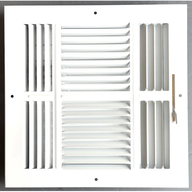 Registro de suministro de aire para techo/pared lateral, acero, 10 x 10 cm (25 x 25 cm)