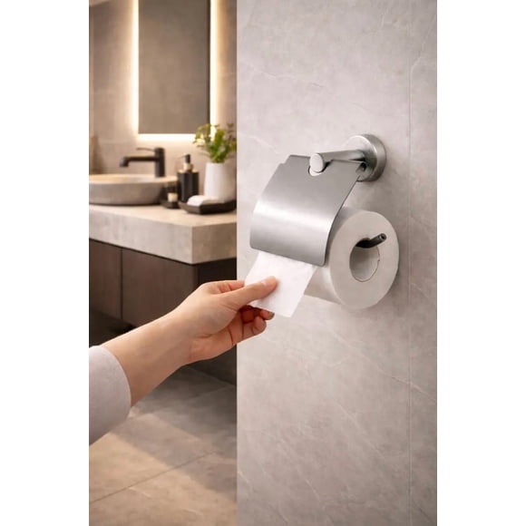 Soporte Papel Higiénico Acero Inoxidable a Muro Premium