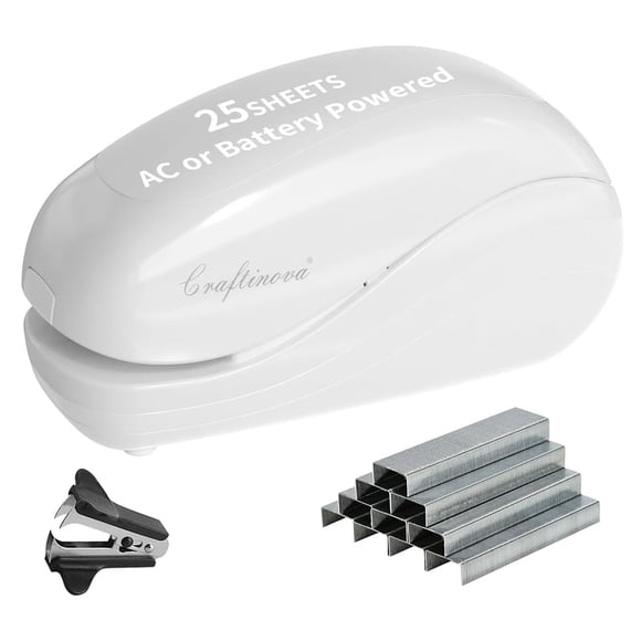 Engrapadora eléctrica Craftinova 25 hojas AC/Batería - Blanca