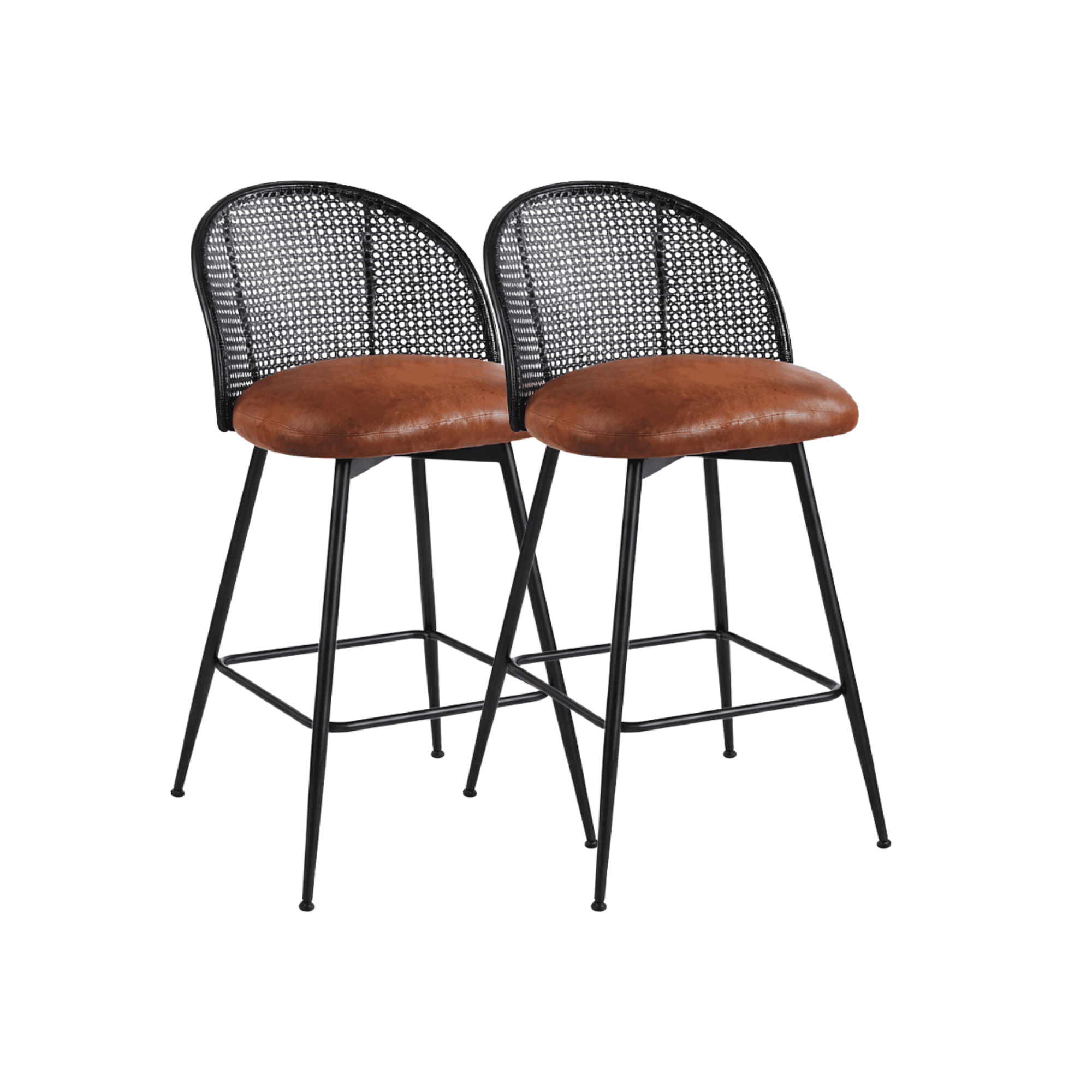 Habita2 Chile - Pack 2 Sillas De Bar Giratoria De Ratan Marsella - Marron