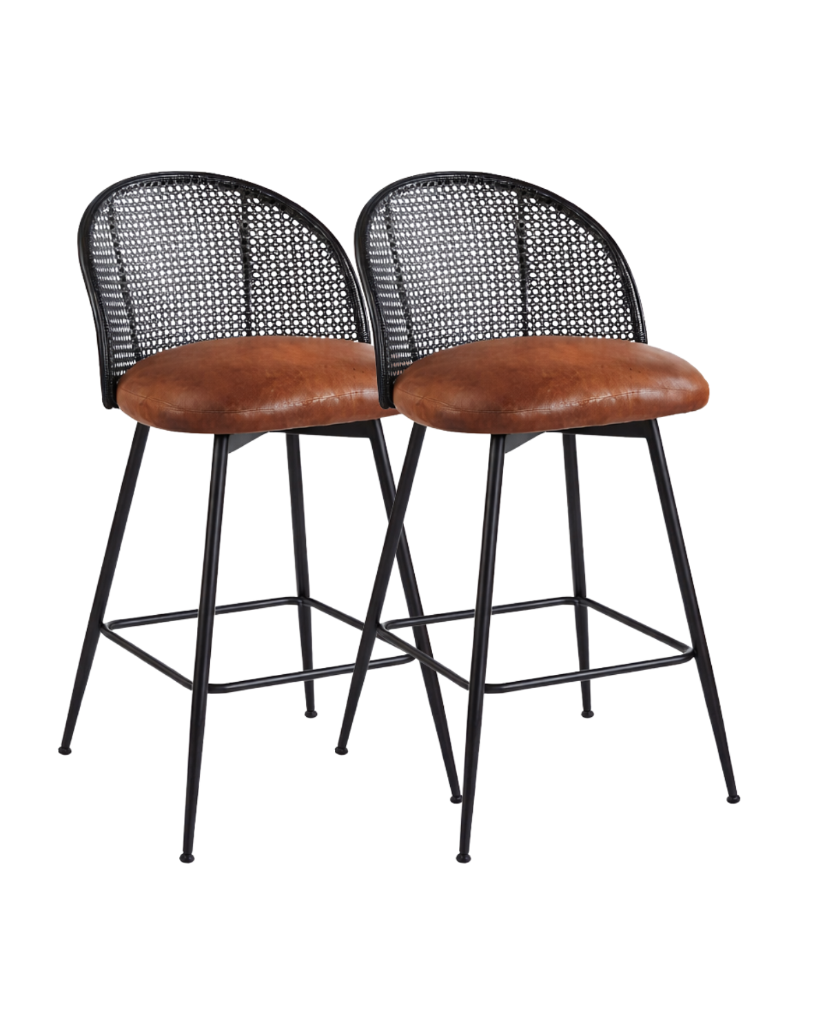 Habita2 Chile - Pack 2 Sillas De Bar Giratoria De Ratan Marsella - Marron