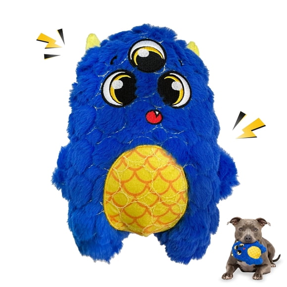 Juguete para perro Bite Force Monstruo azul con silbato y Kevlar