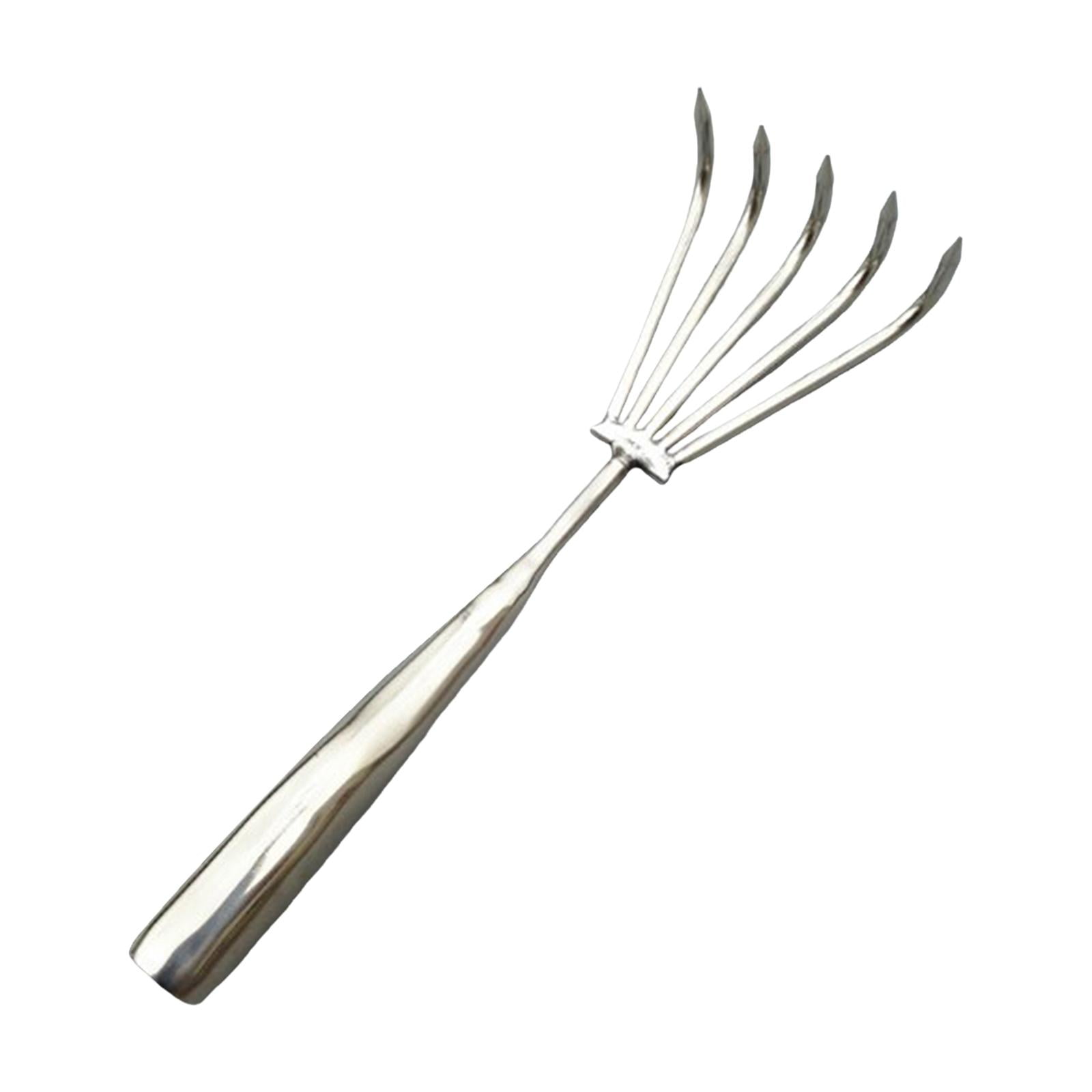 Ioensy - Rastrillo De Mano Mango Cómodo Herramienta De Mano Rastrillo De Arbustos De Metal Para Césped Mulch Grass 5 Dientes