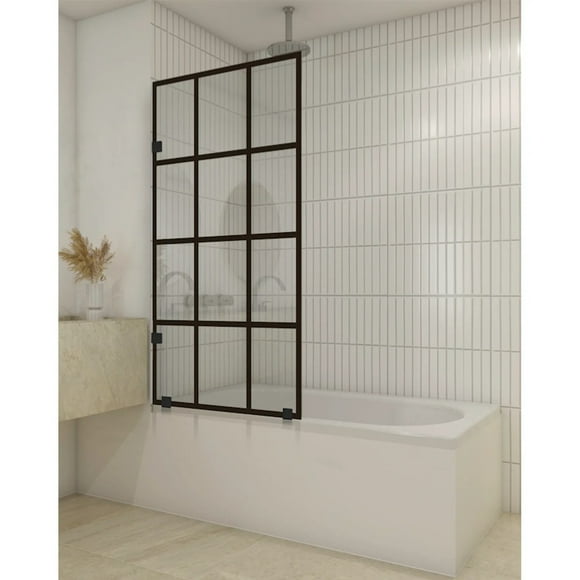 Shower Door vidrio templado con Impresión Digital 90x150 cm Herraje negro - Varese