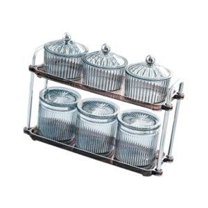 Magideal - Contenedor Secos, Recipientes Sellados Para Almacenar Caramelos, Bandeja Dividida Para Refrigerios, Bandeja Para Secos Para El , Redondo Gris