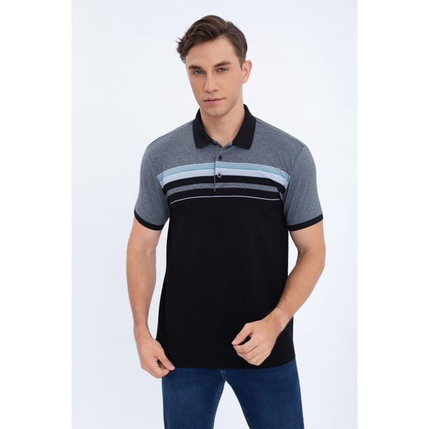 Polera Piqué Líneas Bicolor Hombre Algodón Primavera verano 0186