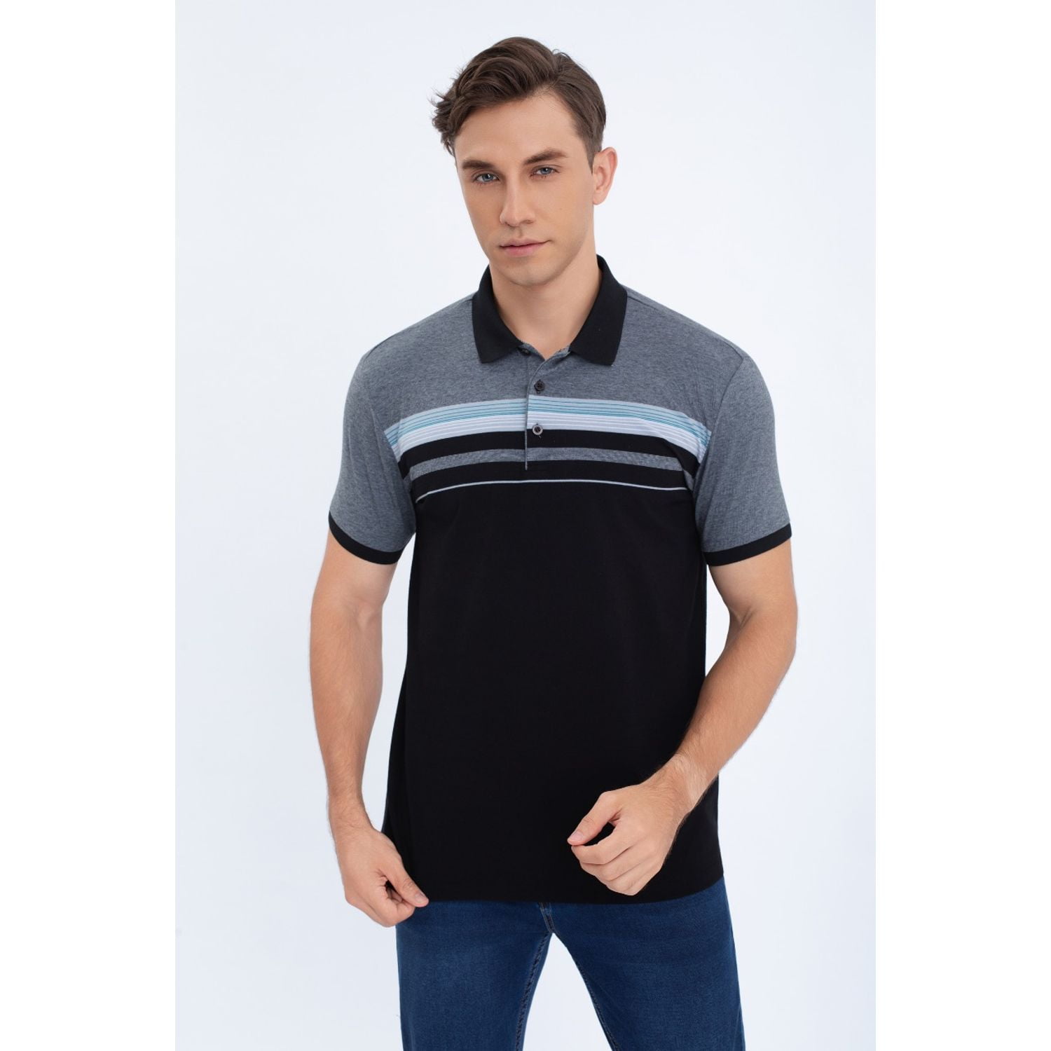 Likeshop - Polera Piqué Líneas Bicolor Hombre Algodón Primavera Verano 0186