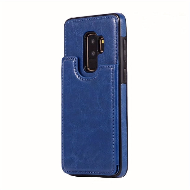 Flip Folio Leather Wallet Protective Case, Card Holder Slots Pockets Back Cover For Samsung S9+