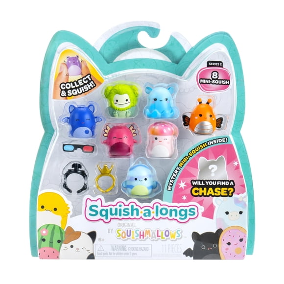Mini-Squish Squish-a-Longs, paquete de 8 unidades, serie 2 Wave 2 con accesorios