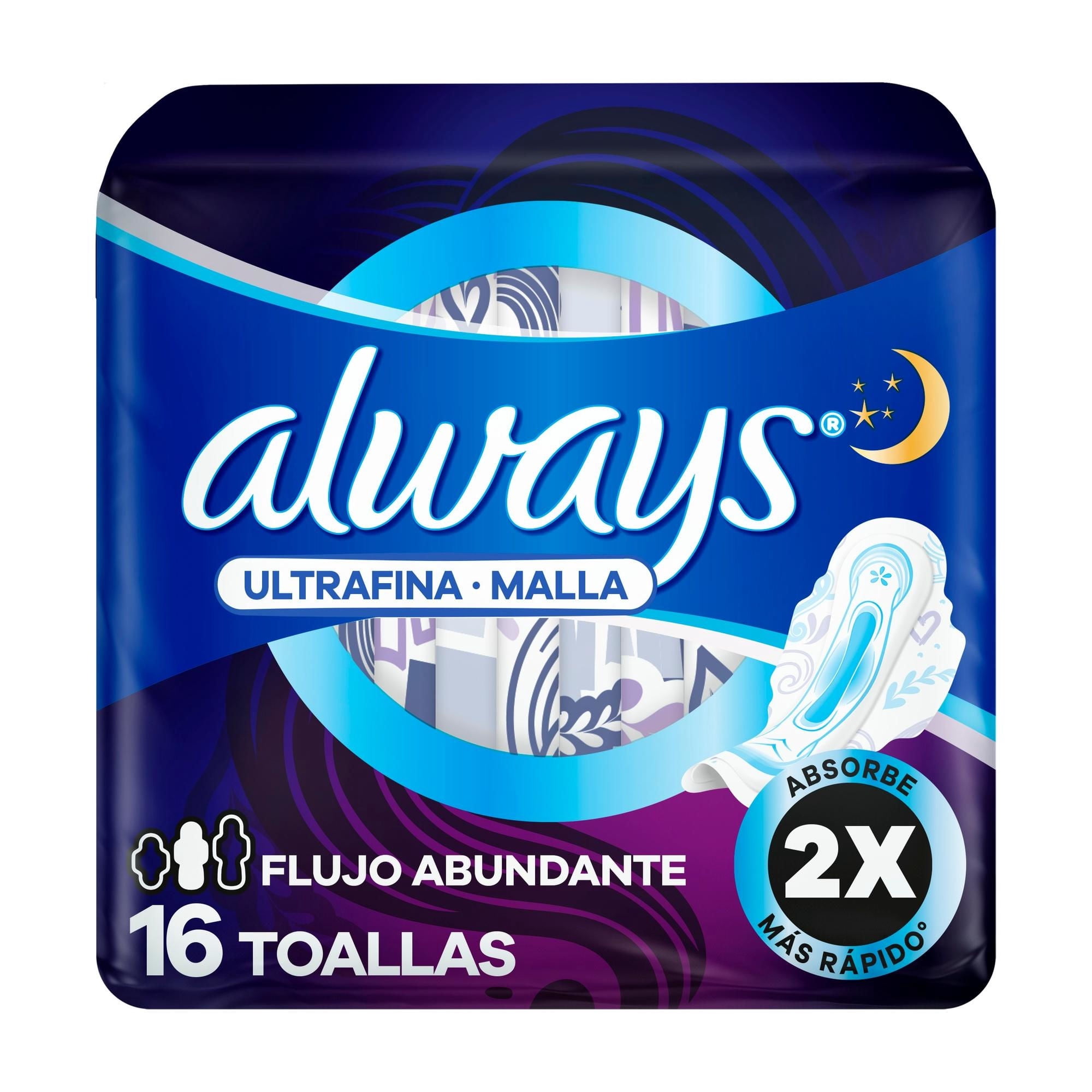 Toallas Higiénicas Nocturnas Ultrafina Flujo Abundante Con Alas 16 Un Always