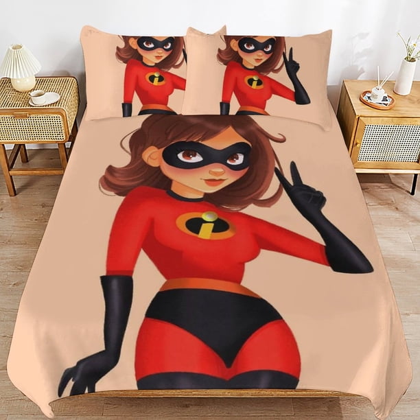 The Incredibles Cartoon Bedding Sets Ultra Soft Skin-Friendly Duvet Cover 3 Piece, Cute Comforter Cover Bed Set for Boys Girls Kids
