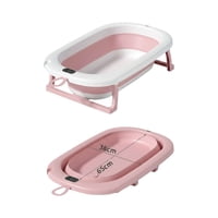 Decoideasemi - Bañera Tina Bebe Plegable Plegable Con Termometro Y Cojín Rosa