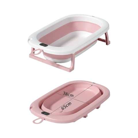 Decoideasemi - Bañera Tina Bebe Plegable Plegable Con Termometro Y Cojín Rosa