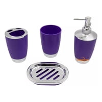 Genérico - Set Accesorios Baño 4 Piezas Vaso Jabón Morado