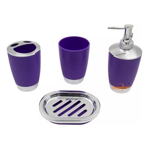 Genérico - Set Accesorios Baño 4 Piezas Vaso Jabón Morado