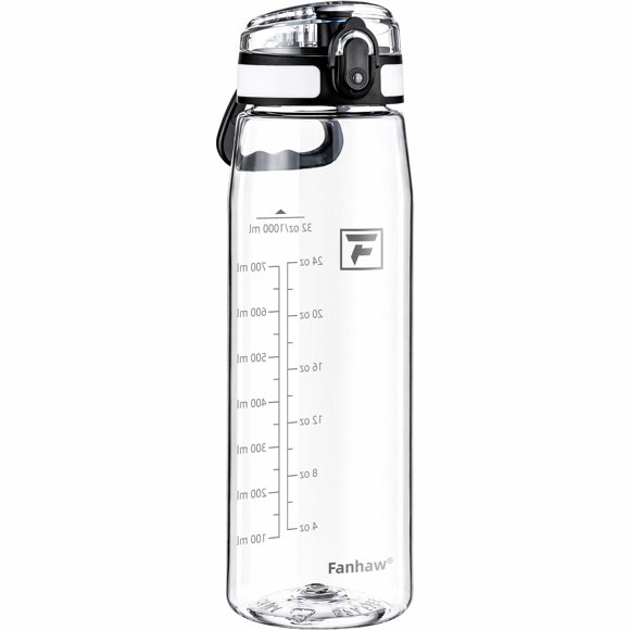 Botella Fanhaw 950 ml Transparente con Tapa de Trago Rápido
