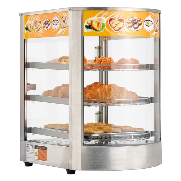 Pantalla para calentar alimentos VEVOR, 3 niveles, 60 L, 800 W, con luz LED de 86 a 185 °F