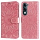 thumbnail image 1 of Funda tipo cartera FOXDOCK para Vivo Y29s 5G , diseño girasol en relieve, cuero PU, cierre magnético, soporte y tarjetero, 1 of 4