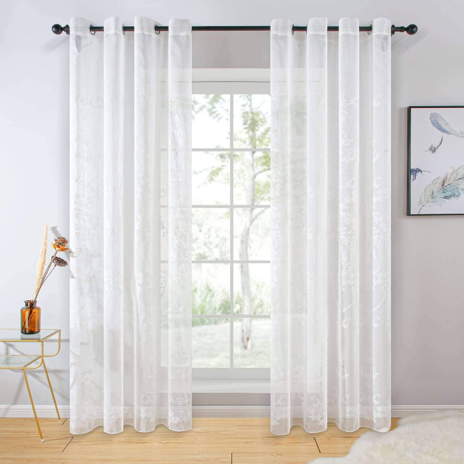 Panel De Cortinas Transparentes Dolce Mela Idra Dmc722, Color Blanco, 153 X 254 Cm