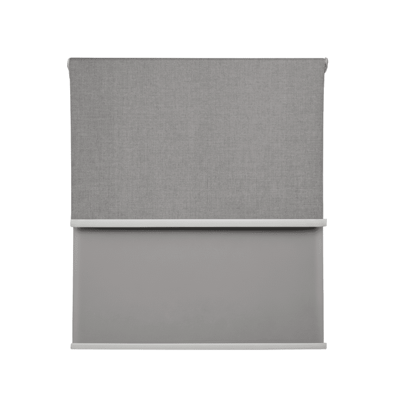 Cortina Roller Blackout Doble 2 Paño 80x200 Con Visillo Gris Claro Lino Sin Cenefa Guiza