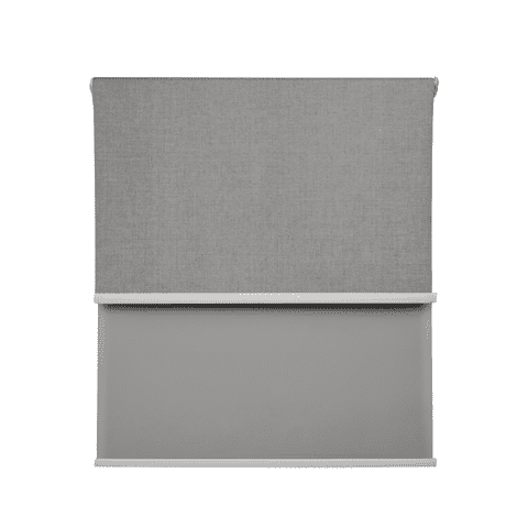 Cortina Roller Blackout Doble 2 Paño 100X200 Con Visillo Gris Claro Lino Sin Cenefa Guiza