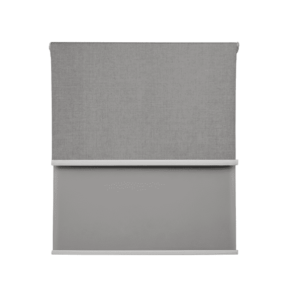 Cortina Roller Blackout Doble 2 Paño 120x200 Con Visillo Gris Claro Lino Sin Cenefa Guiza