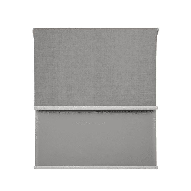 Cortina Roller Blackout Doble 2 Paño 80x200 Con Visillo Gris Claro Lino Sin Cenefa Guiza