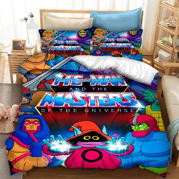 v2234 Bed Sheets He man and The Masters of The Universe Duvet Cover Bedding Set Pcs Double Twin Full Queen King Adult Kid Bedclothes Quilt Cover 3-Piece Bedding Set (1 Duvet Cover + 2 Pillow Shams) Be