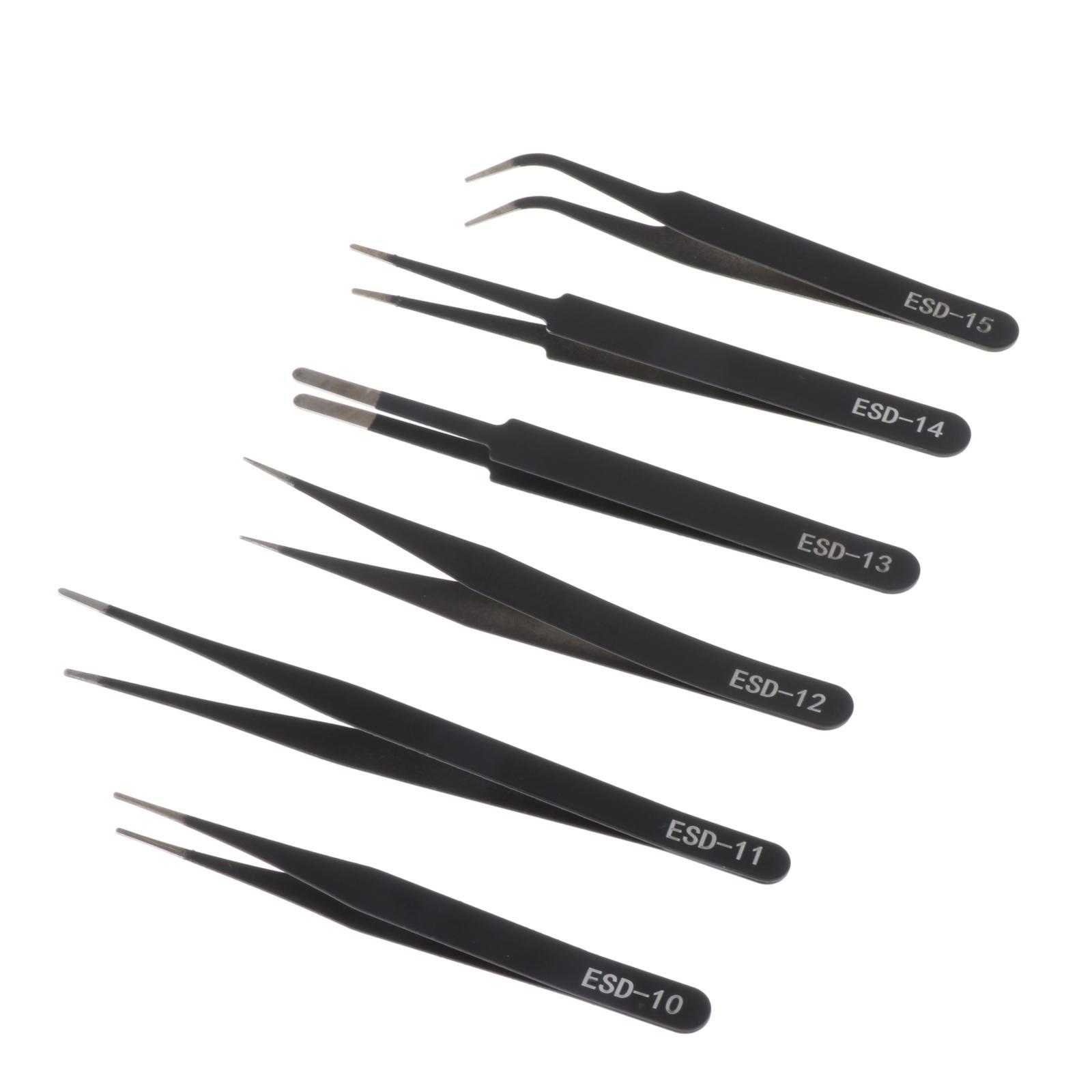 Ioensy - Juego De Pinzas De Precisión De 6 Piezas Pinzas De Decoración De Uñas Juego De Pinzas De Precisión Blunt