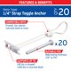 thumbnail image 2 of Tornillos de palanca FixMaster 1/4" (paquete de 20) - Capacidad 110‑135 kg, 2 of 7