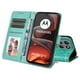 thumbnail image 5 of Funda tipo cartera FOXDOCK para Motorola Moto G15 Power , diseño girasol en relieve, cuero PU, cierre magnético, soporte y tarjetero, 5 of 5