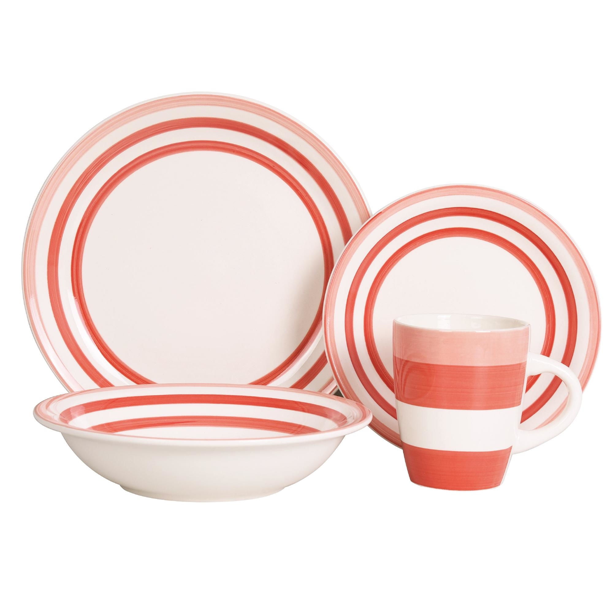 Haus - Juego De Loza 16 Piezas Calido Mb240327U2 Gres Rojo