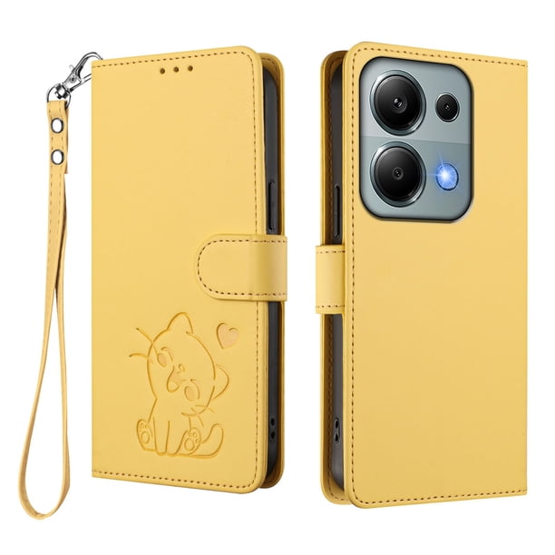 Carcasa Billetera de Cuero Sintético para Xiaomi Redmi Note 14S 4G, Amarillo