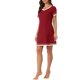 thumbnail image 4 of INSPIRE CHIC Camisón de Manga Corta para Mujer, Vestido de Dormir de Mezcla de Algodón Suave con Ribete en Contraste y Cuello en V para Primavera Verano M Burdeos, 4 of 6