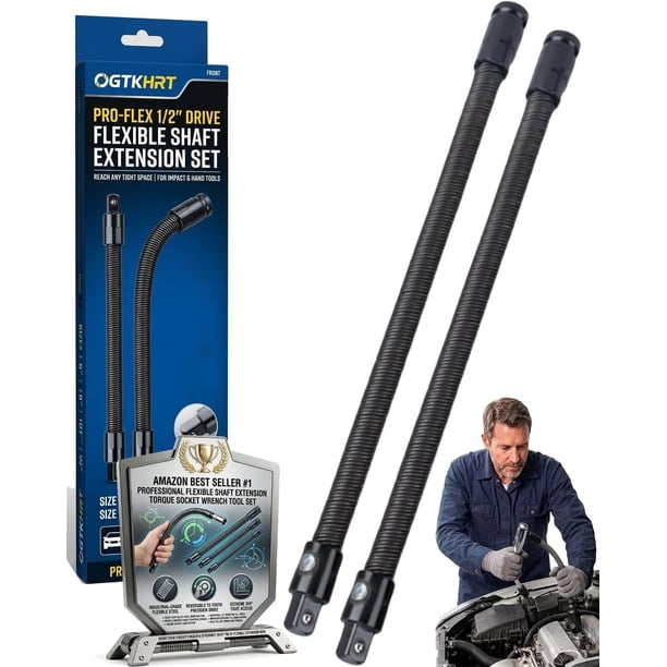 Juego extensión eje flexible 1/2" 25cm+35cm acero resorte zonas difícil acceso