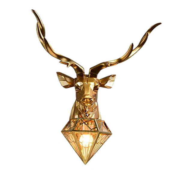 Art Deer Head Lámpara de pared Escultura de pared Accesorio Pantalla de material acero inoxidable Animal Antler Sconces Luz para cocina, loft, salón, pasillo,