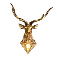 Magideal - Art Deer Head Lámpara De Pared Escultura De Pared Accesorio Pantalla De Material Acero Inoxidable Animal Antler Sconces Luz Para Cocina, Loft, Salón, Pasillo,